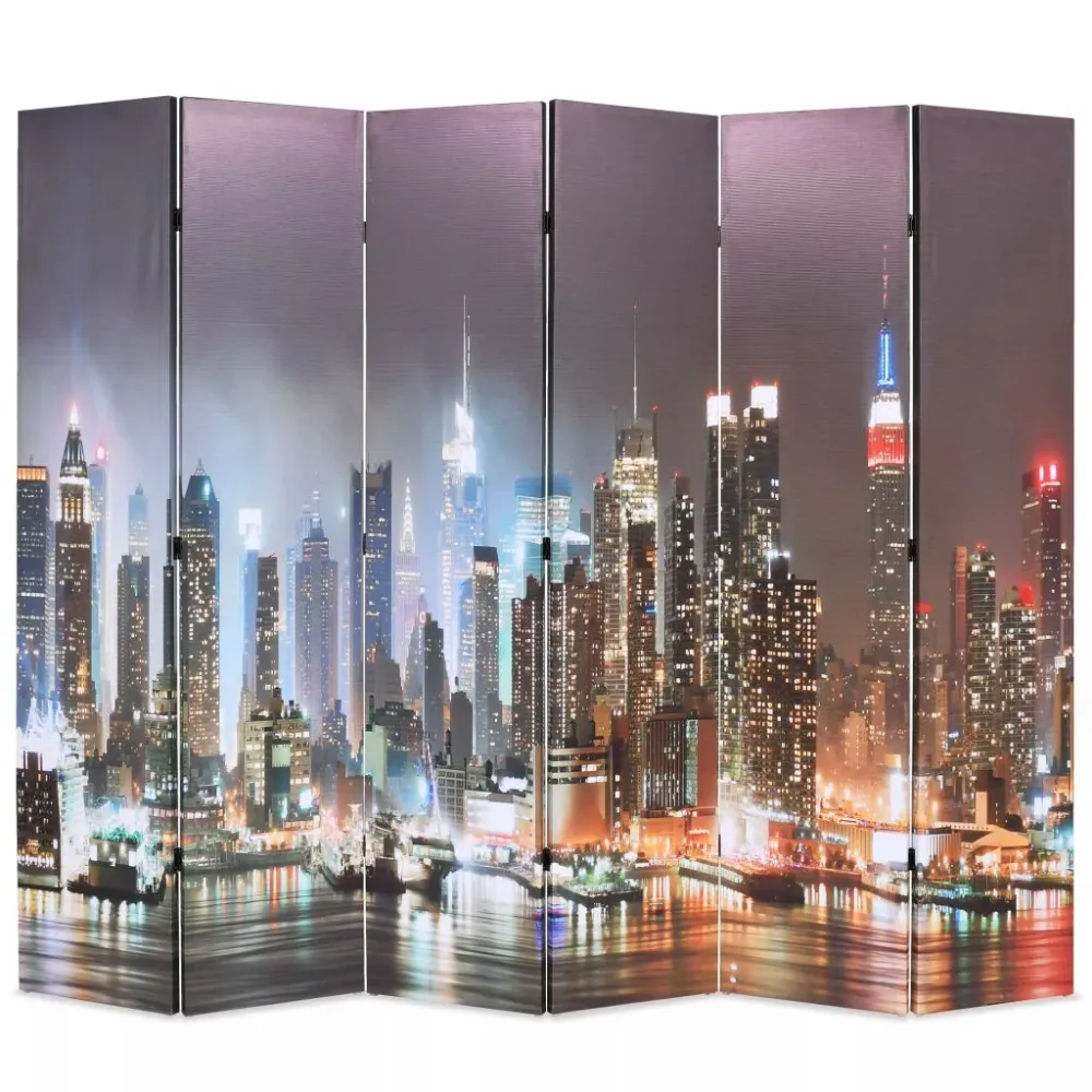Paravent séparateur de pièce cloison de séparation décoration meuble pliable 228 cm récent york la nuit 0802025 - 520