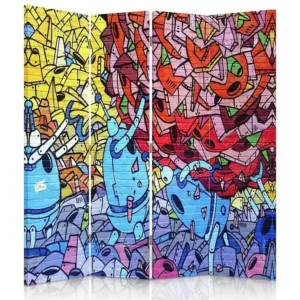 Paravent street art à belfast 4 volets - 145 x 180 cm - 2 faces R° V° + rotation 360° pour remplacement usure