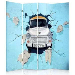 Paravent trabant une voiture 4 volets - 145 x 180 cm - 2 faces R° V° avec meilleure adhérence