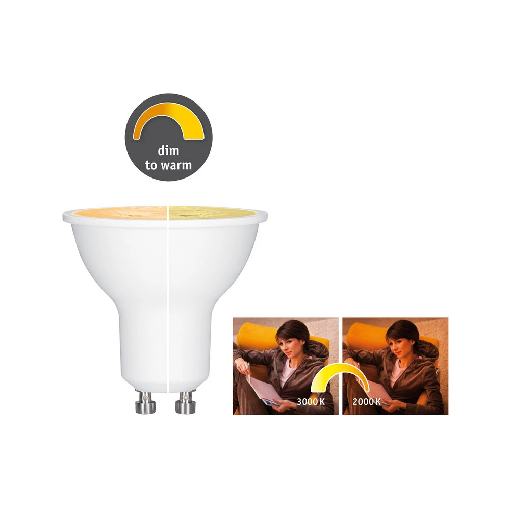 Paulmann réflecteur LED GU10 6 W 350lm dim to tiède avec rivets de maillon