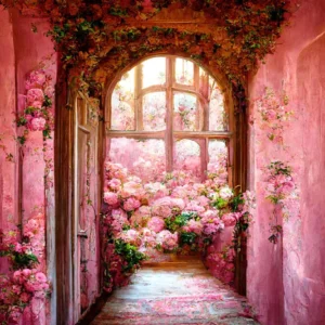 Peinture à L'huile Arche de Fleurs Photo Toile de fond M-27