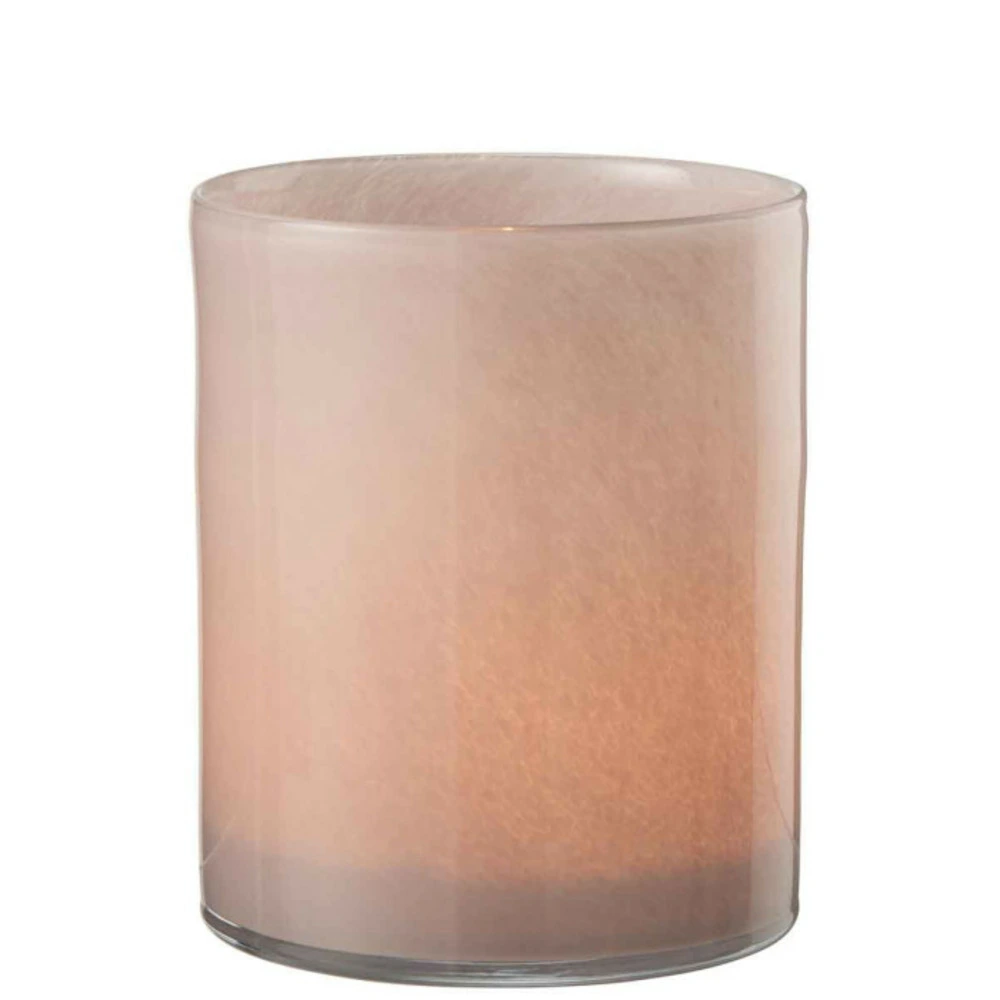 Photophore en verre en verre rose 15x15x18 cm