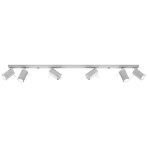 Plafonnier contemporain en acier - 6 sources lumineuses - L.118 x H.16 cm - gris