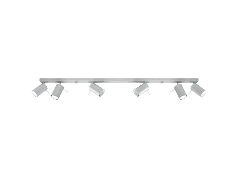 Plafonnier contemporain en acier - 6 sources lumineuses - L.118 x H.16 cm - gris