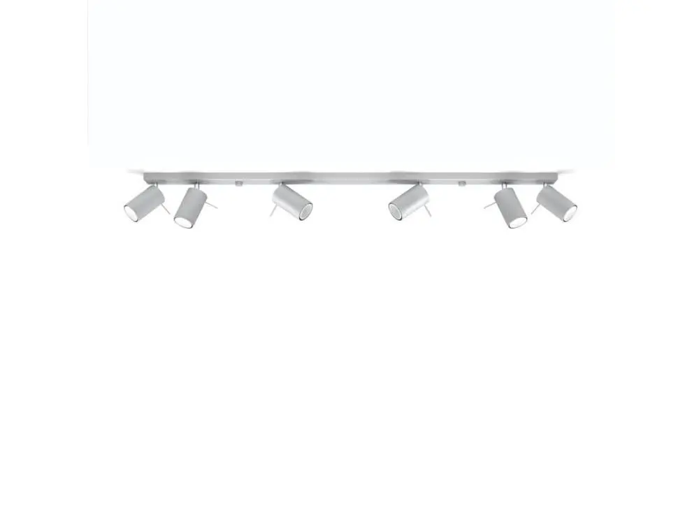 Plafonnier contemporain en acier - 6 sources lumineuses - L.118 x H.16 cm - gris