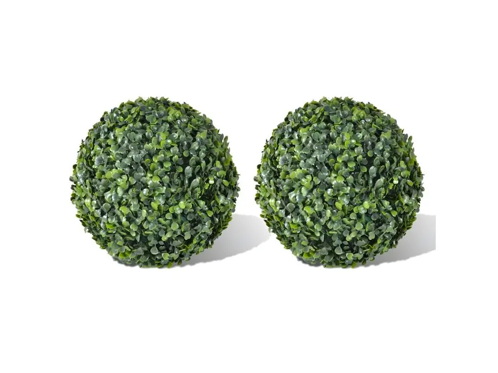 Plante artificielle boules de buis décoration intérieur ou extérieur 2 pièces 35 cm DEC022055