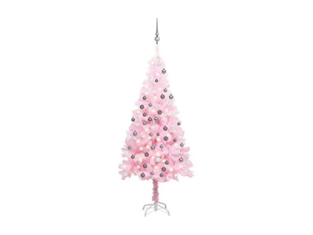Plaquette de frein moto Arbre de Noël artificiel avec LED et boules Rose 180 cm VINYLE