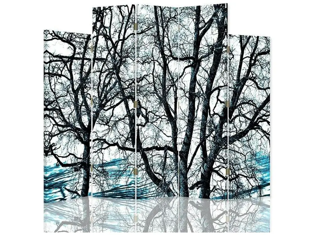 Pneu tout-terrain quad Paravent les branches d'arbres 1 5 volets - 180 x 180 cm - 1 face déco, 1 face noir