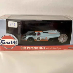 Porsche 917K aux couleurs de GULF (bleue et orange) - voiture de Steve McQueen aux 24 heures du Mans en acier inoxydable