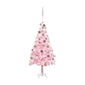 Racing Arbre de Noël artificiel avec LED et boules Rose 180 cm VINYLE