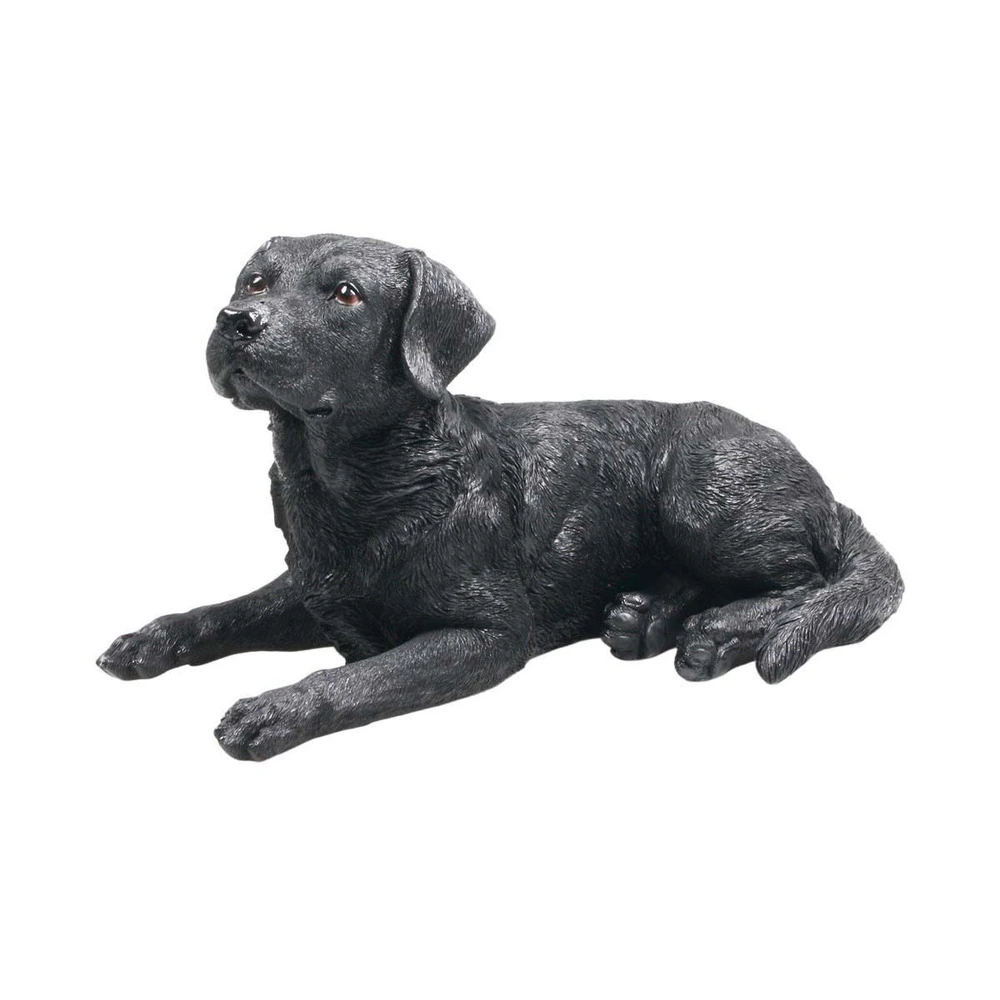 Racing Chien labrador noir en résine couché