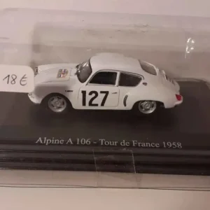 Renault Alpine A106 tour de France blanche de 1958 (numéro 127) avec meilleure adhérence