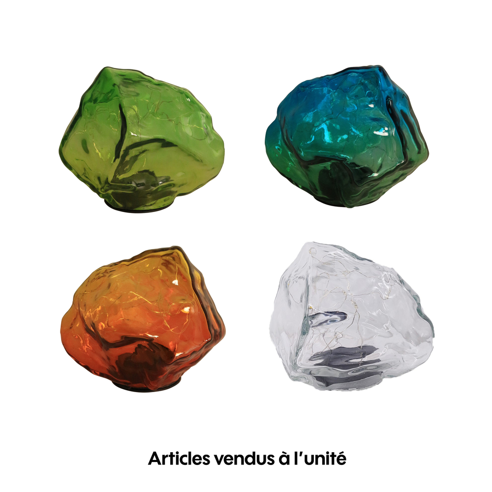 Rocher solaire en verre Pierre - 4 couleurs différentes avec notice de montage