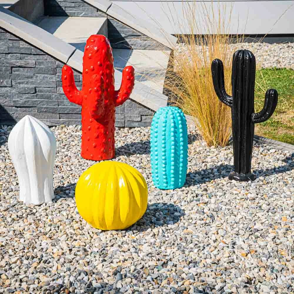 Sculpture contemporaine cactus noir 100 cm pour usage intensif