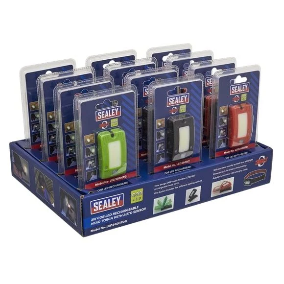 Sealey LED360HTDB Sur batterie Head Torch Auto Sensor Black Display 12pc