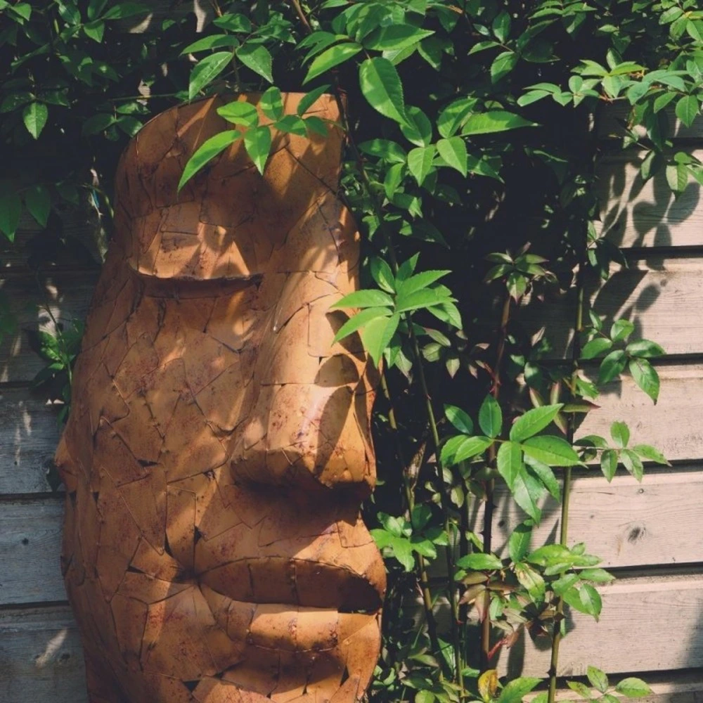 Statue demi-visage métal mosaïque 101 cm - brun avec meilleure adhérence