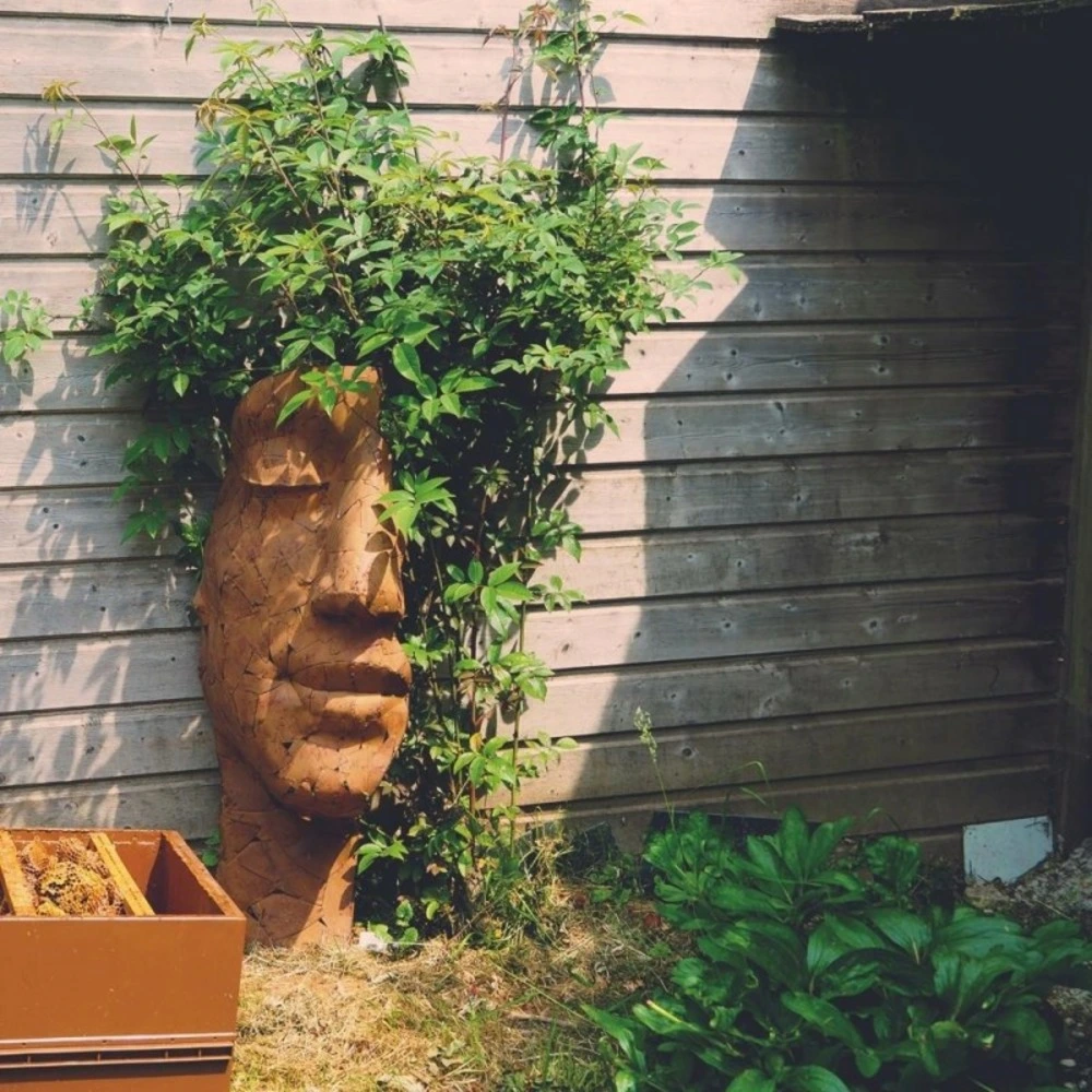 Statue demi-visage métal mosaïque 101 cm - brun avec meilleure adhérence