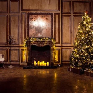 Toile de Fond de Décoration à l'Intérieur de Cheminée d'Arbre de Noël Typique Gx-1099