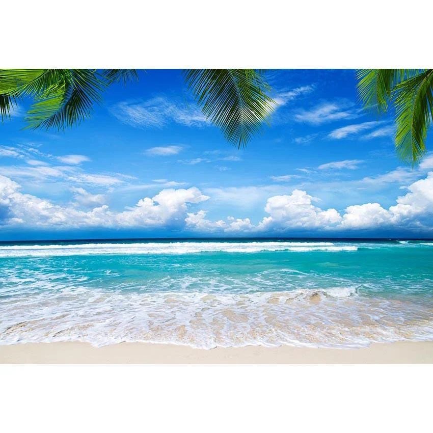 Toile de fond de photo de Bleu mer Ciel Plage Vacances d'été G-674