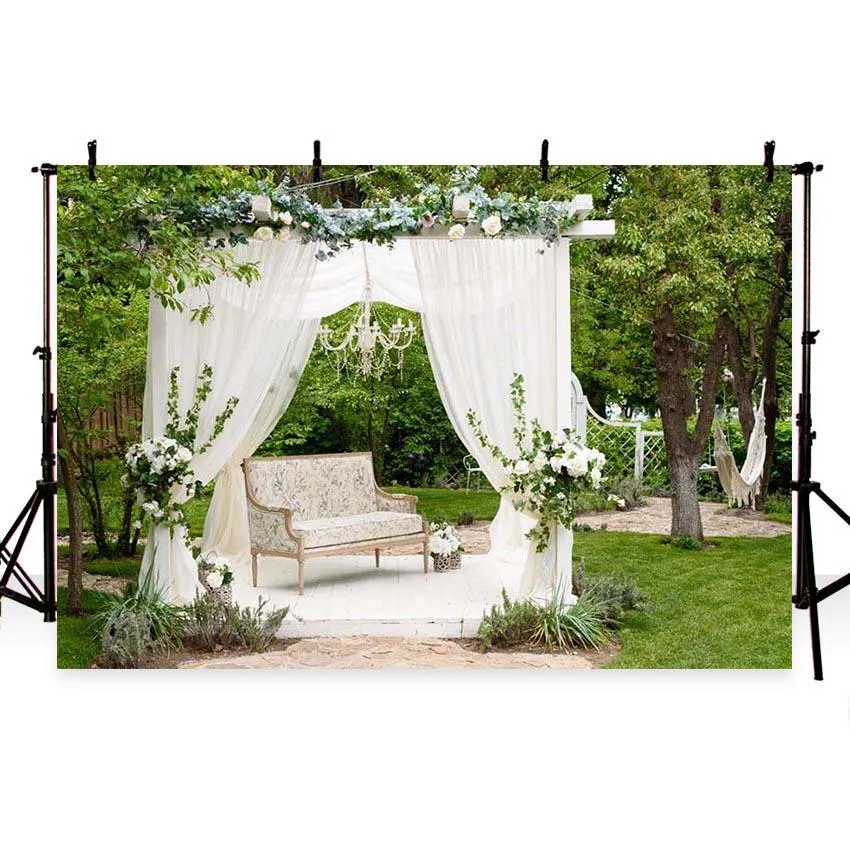 Toile de fond photo rideau blanc pour le mariage G-210