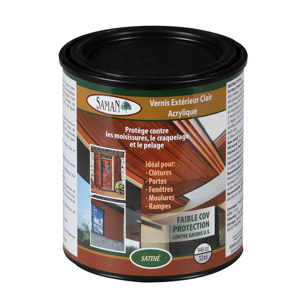 Vernis extérieur net à l'acrylique satiné, 946 ml pour usage intensif