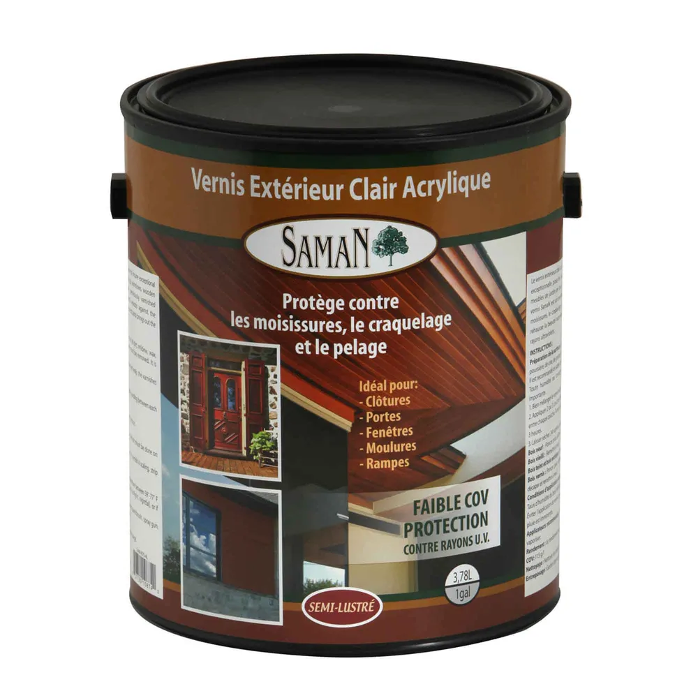 Vernis extérieur évident à l’acrylique semi-lustré, 3,78 L