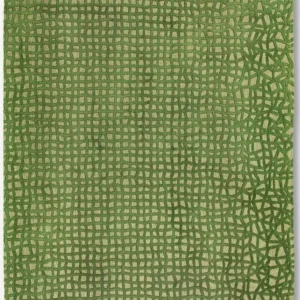 Vert olive Checkered Belgian Hand Tufted Rug