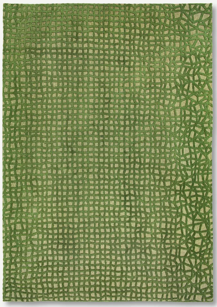 Vert olive Checkered Belgian Hand Tufted Rug