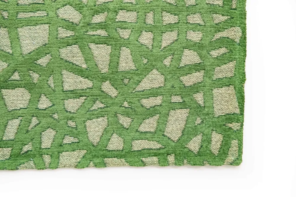 Vert olive Checkered Belgian Hand Tufted Rug