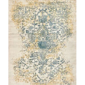 Vloerkleed viscose geel/groen 140 x 200 cm BOYALI