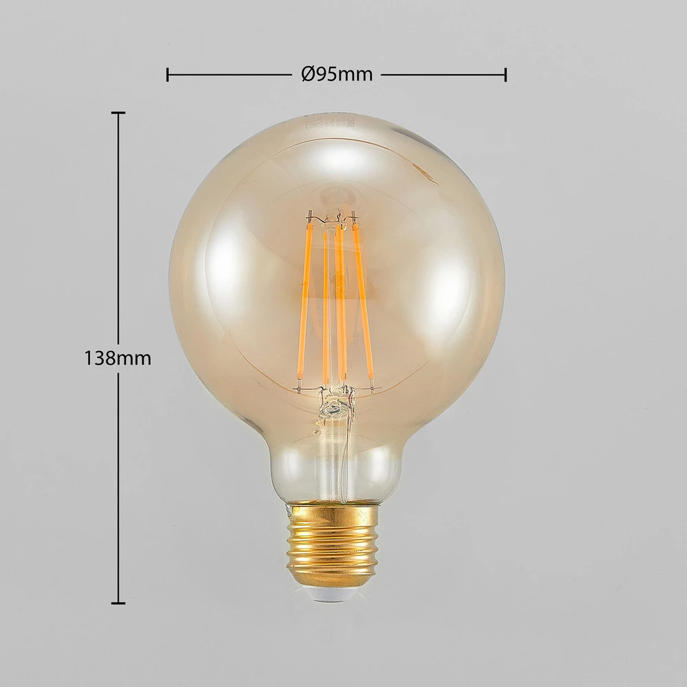 Ampoule LED E27 G95 6,5 W 2 500 K ambre