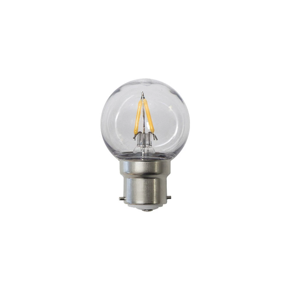 Ampoule LED à filament, G45, B22, 1 W, évidente, 2.200 K