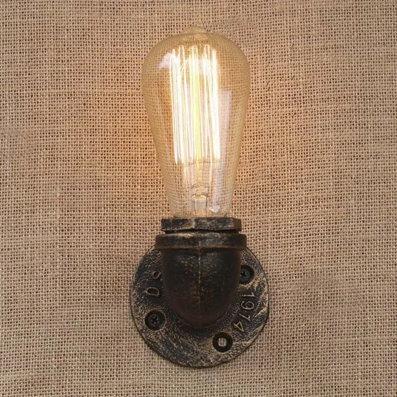 Applique murale à ampoule nue pour salon, éclairage avec tuyau, rustique et élégant en métal, 1 tête, noir/Bronze