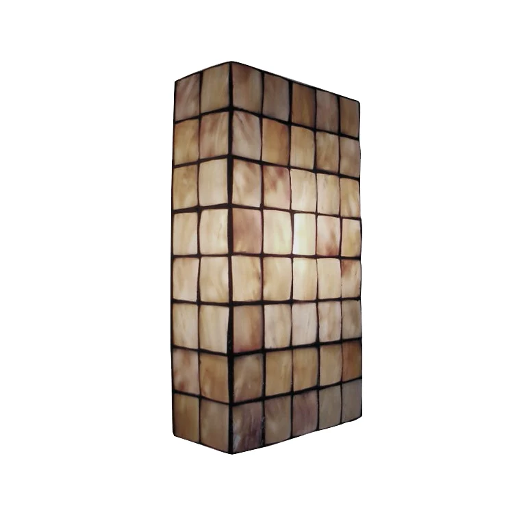 Applique murale rectangulaire avec abat-jour coquille 2 ampoules Luminaire mural Tiffany en naturel