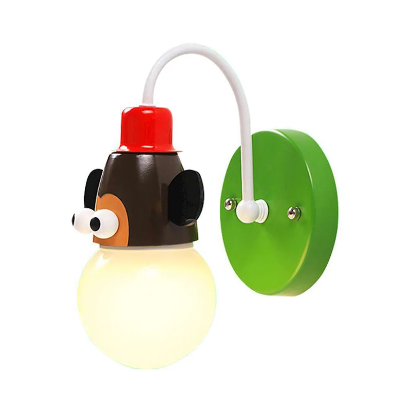 Applique murale sphère de dessin animé en verre opale, lampe murale à ampoule particulier avec décor animalier