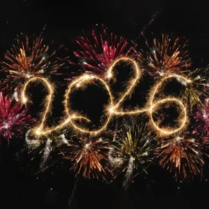 Fond pour le Nouvel 2026 Feux d'artifice vibrants Éclats étincelants Fond pour le Nouvel MRR10-10