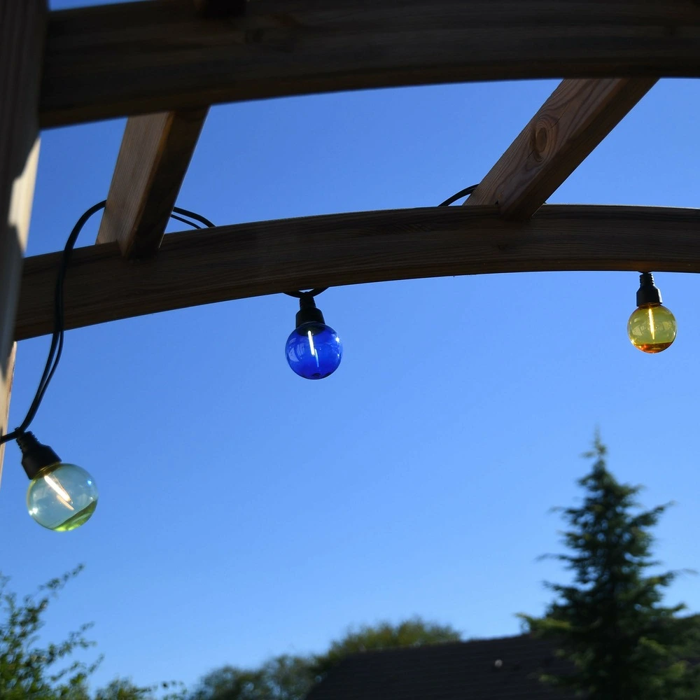 Guirlande guinguette arlequin multicolore - 5m prolongeable câble noir - 10 ampoules à filaments - chromex