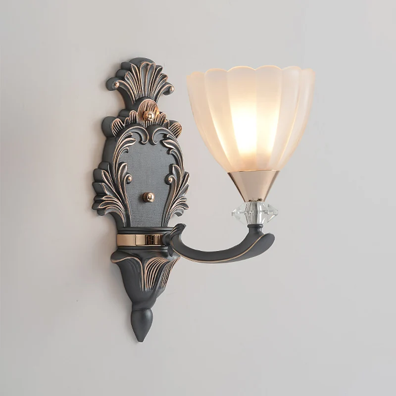 Idée d'éclairage mural à 1/2 ampoules, cône Ancien, lampe murale en verre nervuré blanc pour salon