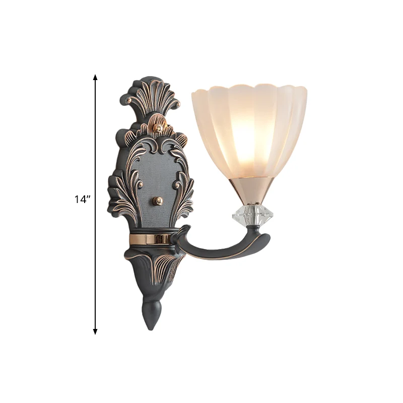 Idée d'éclairage mural à 1/2 ampoules, cône Ancien, lampe murale en verre nervuré blanc pour salon