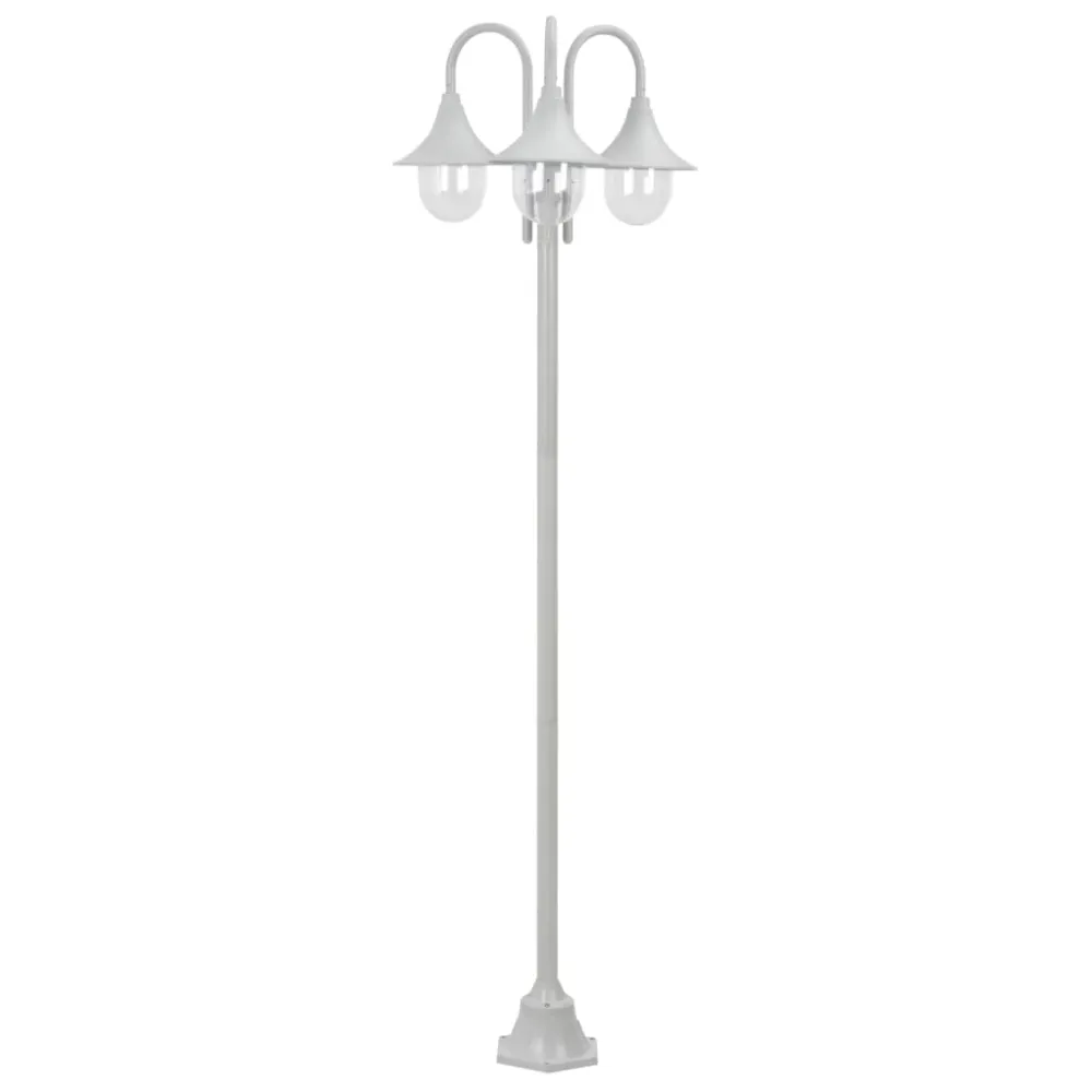 Lampadaire de jardin E27 220 cm aluminium 3 lanternes blanc 02_0042540