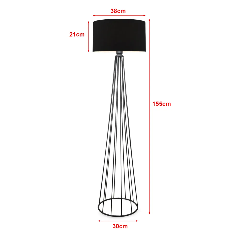 Lampadaire lampe lumière luminaire hauteur 155 cm E27 anthracite / noir 03_0007288