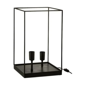 Lampe 2 Ampoules Rectangulaire Cadre Acier Noir Large - L 30,5 x l 30,5 x H 50,5 cm