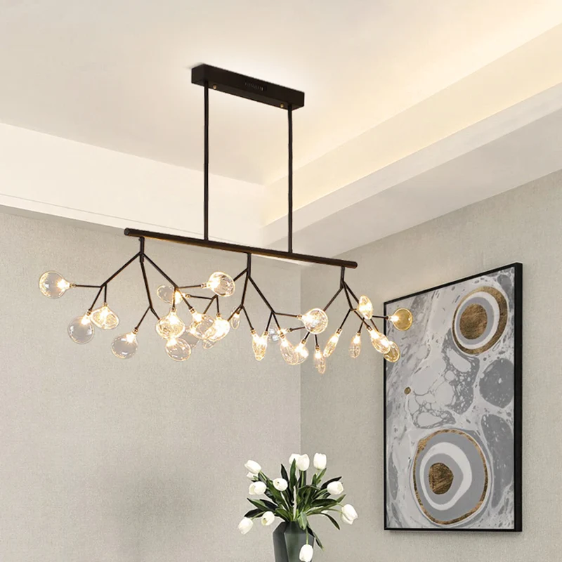 Lampe minimaliste Firefly Island en verre, 27 ampoules, luminaire suspendu pour salle à manger