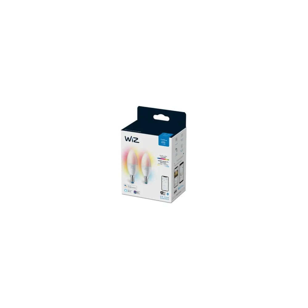 Lot de 2 ampoules LED connectées Wi-fi Bluetooth E14 470 lumens RGB CCT WIZ 4.9W