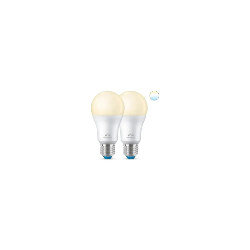 Lot de 2 ampoules LED Wi-fi Bluetooth adaptables E27 A60 dimmables 8W WiZ