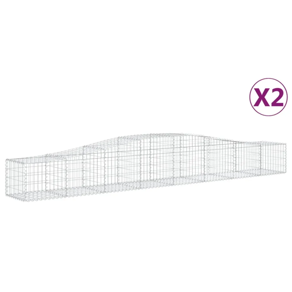 Lot de 2 paniers à gabions clôture cage mur de soutènement arqués 400 x 50 x 40/60 cm fer galvanisé Argent 02_0041414