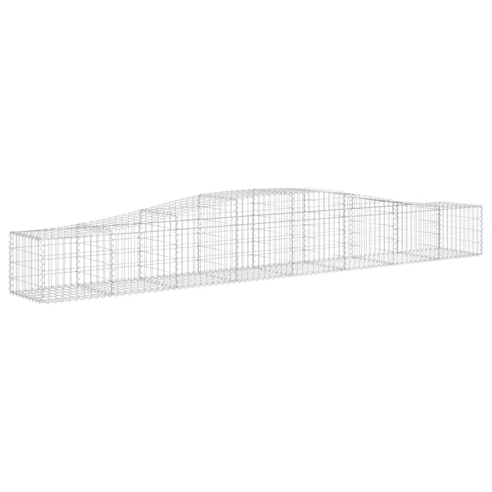 Lot de 2 paniers à gabions clôture cage mur de soutènement arqués 400 x 50 x 40/60 cm fer galvanisé Argent 02_0041414
