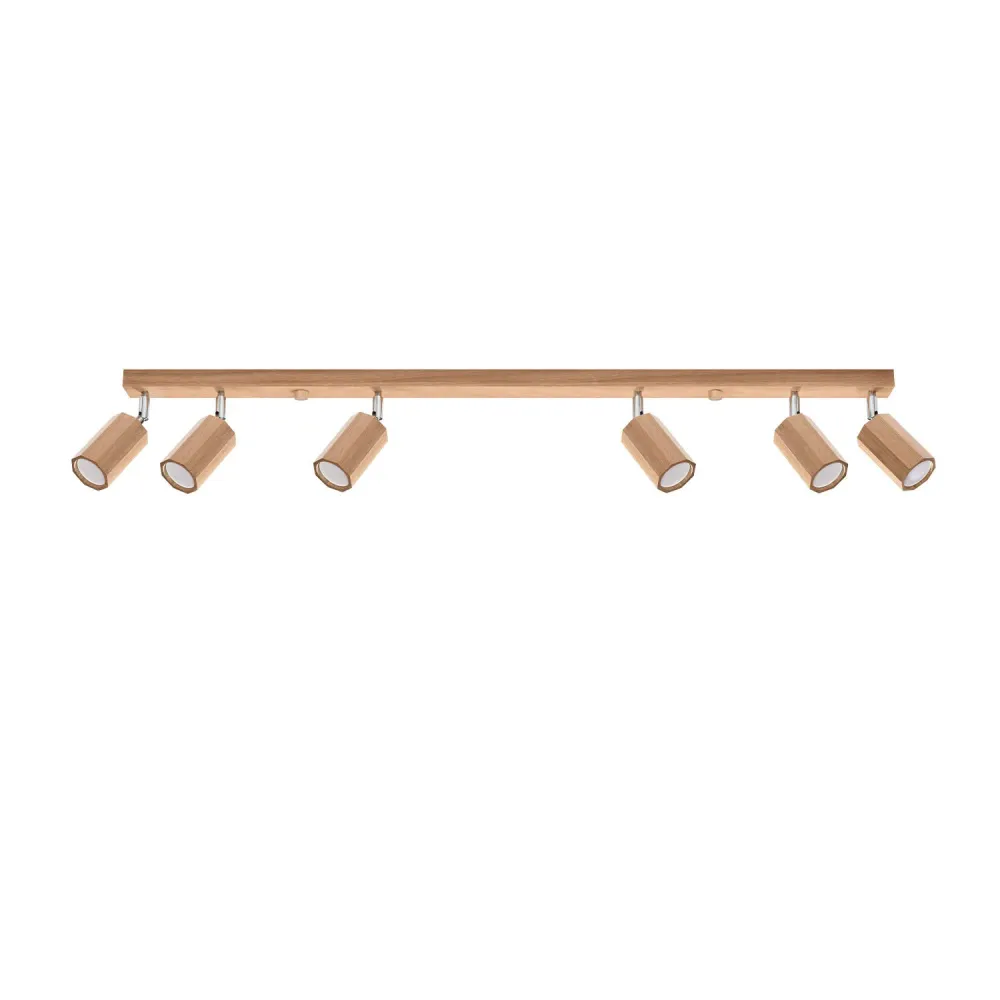 Lustre en bois Zeke à éclairage LED avec six ampoules SOLLUX.