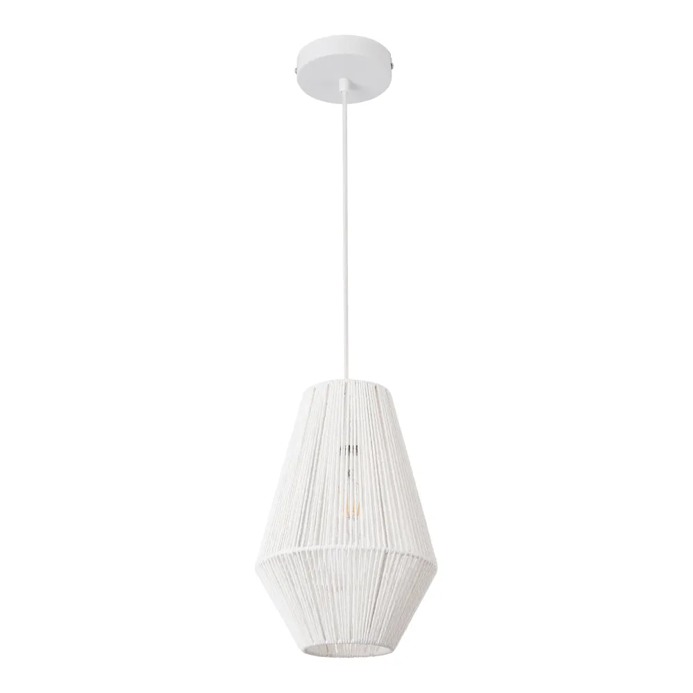 Lustre lampe lumière suspendu suspension métal corde 160 x 20 cm blanc 03_0007572