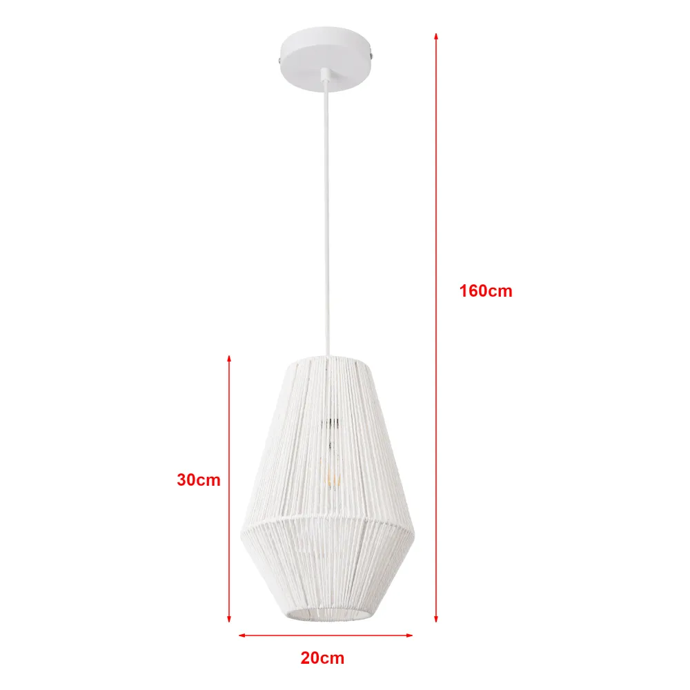 Lustre lampe lumière suspendu suspension métal corde 160 x 20 cm blanc 03_0007572